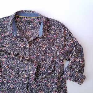 Talbots Floral Button Front Collared Shirt Size 16